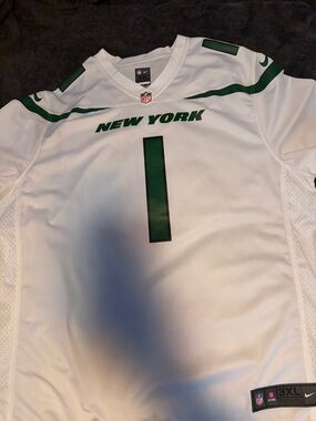 Nike White and Green New York Football Jersey